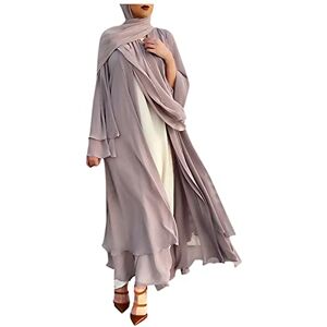 Briskorry Women's Muslim Cardigan with Belt Plain Islamic Long Dress for Women Summer Celebration Maxi Dress Arab Dubai Dress Kaftan Ramadan Dresses Kaftan Robe