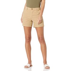 Amazon Essentials Women's Mid-Rise Slim-Fit 5-Inch Inseam Khaki Shorts (Available in Straight and Curvy Fits), Khaki Brown, 12-14