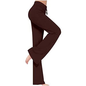 Black Friday Sale Yoga Trousers for Women UK Plus Size Casual Flared Pants Modal Bootcut Trousers High Waisted Solid Trousers Bootleg Pants Running Workout Joggers Ladies Casual Wear Elasticated Trousers Brown XL