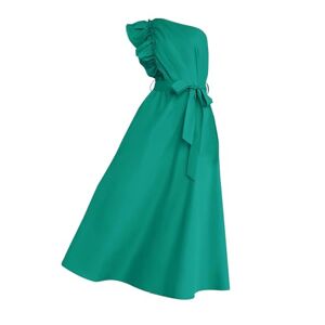 Generic Asymmetric Ruffle Summer Dress for Women 2024 Sleeveless Waist Casual Dress A-line Solid Boho Dress Bridesmaid Dress, Green, L