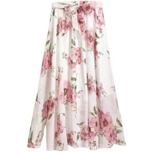 Gyios Long Skirt Chiffon Floral Long Skirt Spring Summer Bohemian Style, Long High Waist Beach Skirt-11-one Size