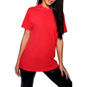 Be Jealous Fashion Star Womens Plain Boyfriend Gym Work Casual Short Sleeve Basic T Shirt Top Red Large (UK 12)