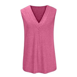 Generic Cropped Tops for Women Sleeveless Tank Tops 2024 Women's Tank Top Summer Deep V Neck Sleeveless Shirt Loose Fit Plus Size Workout Top (Hot Pink, S)