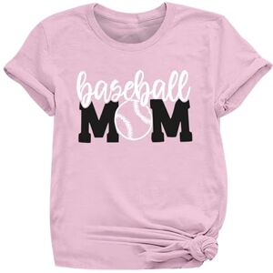 Clearance Store Amazon Warehouse Angxiwan Going Out Tops for Women UK Women's Casual Short Sleeved Round Neck Baseball Mom Letter Printed Top T Shirt Fashion Tops for Women UK Tracksuit Tops for Women UK Pink