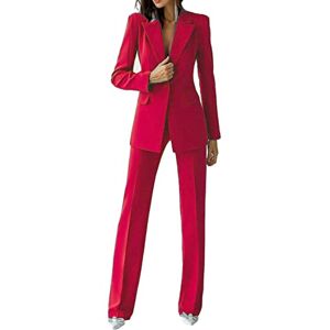 Women Suit 2 Pieces Business Pant Suit Sets Formal Office Lady Outfits Peak Lapel Women's Suiting for Work Professional Red