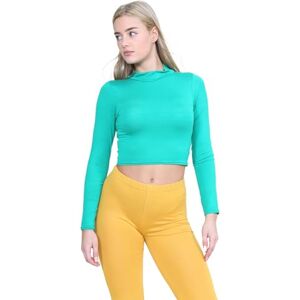 Hamishkane&#174; Women's Long Sleeve Turtle Neck Crop Top, Soft & Comfortable Crop Tops for Women - Chic Women's T-Shirts - Summer Polo Neck Tops for Women UK Jade Green