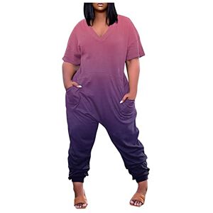 HAOLEI Tie Dye Jumpsuit for Women UK Plus Size 22-24 Oversized Jumpsuits Clearance Casual V Neck Short Sleeve Playsuit Rainbow Gradient Graphic Jumpsuits Onesies Rompers Harem Trousers with Pockets