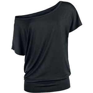 Build Your Brand Women's Ladies Viscose Tee T-Shirt, Black, S