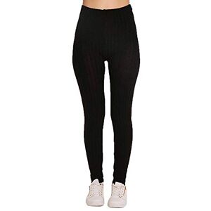 Hiffy Ladies Chunky Cable Knitted Full Length Thick Leggings Women's Stretchy Pants UK Plus Sizes 8-22 (Black, 16-18 (UK X-Large))