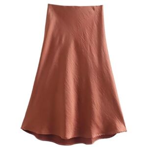 GerRit Skirt Sale Solid Satin Elastic Waist Women A-line Skirt Summer Female Slim-color 15-m