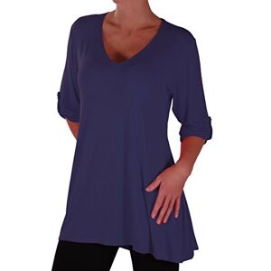 Eyecatch - Shellie Womens Casual V Neck Tunic Ladies Flared Long Top Navy Size 14