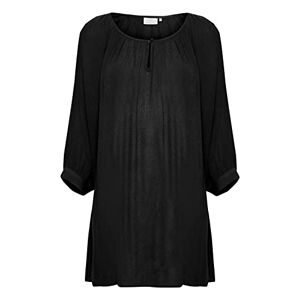 KAFFE Women's 3/4 Sleeved Tunic Long Flowy Blouse Shirt, Black Deep, 46