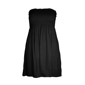 LUXFAB New Womens Ladies Sheering Top Strapless Bandeau Dress Top Jersey Ladies Plus Size Boobtube Top Dress UK 8-22 Black