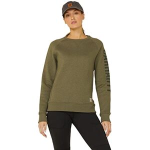 Carhartt Damen Sweatshirt Clarksburg Midweight Crewneck Block Graphic Logo, Basil Heather - Dunkelgrün, L, 104410