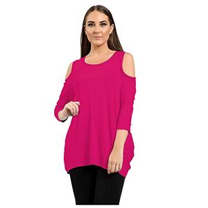 Candid Styles Womens Ladies Cut Out Cold Shoulder Batwing Long Top Tunic Loose Baggy Oversize, XL 16-18 Plus Size, Cerise