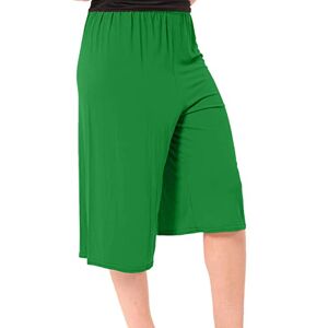 EMRE FASHION&#174; Women Elasticated Waist Plain Wide Leg Flared 3/4 Length Culottes Shorts - Ladies Casual Summer Palazzo Pants (Jade Green, 12-14)