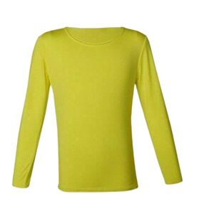 New Ladies Long Sleeve Round Neck Plain Basic Women's Stretch T-Shirt (Yellow, 16)