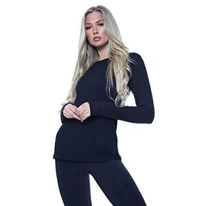 7STYLES&#174; Women Ladies Long Sleeve Round Neck Plain Top Stretchy Casual Summer T-Shirts Basic Slim fit Tee Tops (Navy, 8-10)