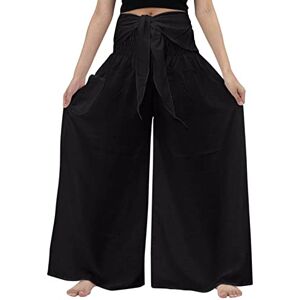 Paidaxing Wide Pants For Women Pants Stretchy Pants Lounge Print Harem Casual Leg Vintage Size Yoga Plus Boho High Over Wide Fold Loose Waist With Pockets Plus Size Pants harem trousers for Wide (A-Black, XXL)