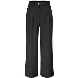 Generic Women Solid Color Wide Leg Casual Loose Pockets Draped Suit Pants for Traveling Summer Wide Pants, Black, XXL