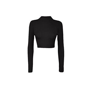 Luxe DIVA Womens Turtle Neck Crop Ladies Long Sleeve Plain Polo Short Stretch Top Sizes 8-14 Black