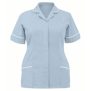 Generic Women's Tops and Blouses Tunic Protective Women's Clothing Carer Nurses V Neck Tops Clinic Women's Blouse Cotton Long Sleeve Set (X1-Light Blue, M)