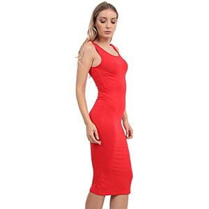 Kaz Women bodycon dress Plus Size Sleeveless Summer Midi Maxi Vest ladies dresses Red 8-10