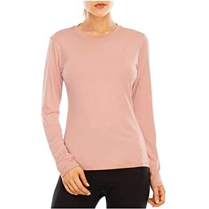 Generic Long Sleeve Blouse for Women UK Solid Colour Crewneck Tops Ladies Summer Baggy T Shirts Casual Dressy Going Out Tunics Pink