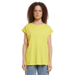 Urban Classics Women's Ladies Extended Shoulder Tee Basic Capsleeves, Shortsleeve T-Shirt Top with Crew Neck, brightyellow, XXL
