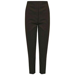 Fashion City C.O.F&#174; Ladies Half Elasticated Trouser Women's Stretch Waist Casual Office Work Formal Pull On Trousers Straight Leg Pants Bottoms with Pockets (Brown, 18-27")