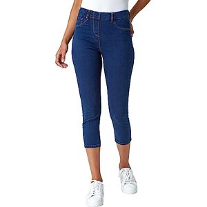 Roman Originals Cropped Jeggings for Women UK Ladies Capri Stretchy Jeans Denim Legging Cotton Summer Trouser Three Quarter 3/4 Length Pull On Cut Off High Waist Smart - Indigo - Size 14