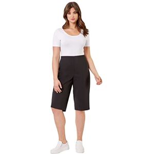 Roman Originals Knee Length Shorts for Women UK - Ladies Cropped Capri Stretch Bengaline Pants Crop Trousers Summer Legging Lounge Essentials Elasticated Casual Clothes - Plus Black - Size 22