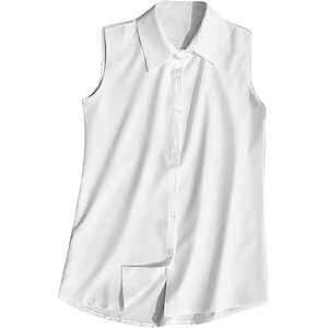 CreoQIJI Summer Women's 2023 Summer 3D Printed Pleated Vest Sleeveless T-Shirt Women Top Klarna, White, S