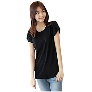 Janly Clearance Sale Woman Short Sleeve Shirt , Fashion Womens Plus Size Loose Short Sleeve Pullover O-Neck Tops Casual T-Shirt , Plain Color Plus Size Tops , for Easter St Patrick's Day Deals (Black-5XL)