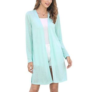 MessBebe Womens Summer Cardigan Lightweight Long Sleeve Open Front Cardigans Casual Solid Color Soft Casual Cropped Knit Jumper Womens Tops Green