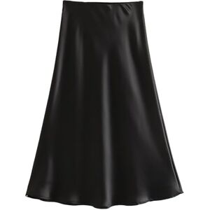 GerRit Skirt Sale Solid Satin Elastic Waist Women A-line Skirt Summer Female Slim-color 14-m