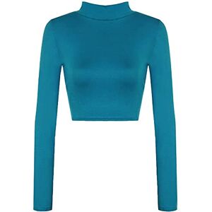 Kaz Ladies Tops Crop Tops Women UK Long Sleeve T Shirt Turtle Neck Womens Long Sleeve Tops Women High Neck Tops Long Sleeve Crop Top Women Cute Crop Tops Teal 8-10