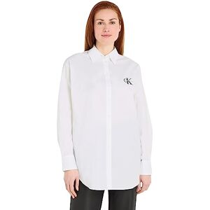 Calvin Klein Jeans Women's Loose MONOLOGO Shirt J20J221866 Woven Tops, White (Bright White), L