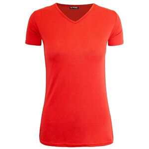 Be Jealous Womens Casual Basic V Neck Oversized T-Shirt Top Red M/L (UK 12/14)