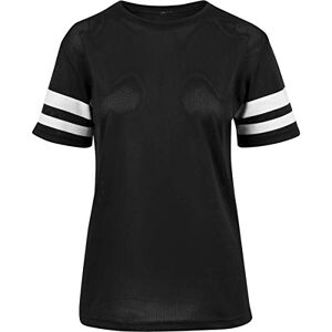 Build Your Brand By033 Women's Mesh Stripe Tee T-Shirt Black/White