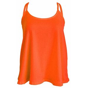 Kaz Camisole Tops Women UK Plus Size Summer Sleeveless Spaghetti Strap Cami Blouses Swing Flared Tunic Crop Top Evening Casual Party Wear Ladies Vest Tops Neon Orange 24-26