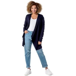 Roman Curve Women Waterfall Front Jersey Cardigan - Ladies Spring Everyday Summer Evening Vacation Work Holiday Long Sleeve Smart Casual - Navy - Size 22