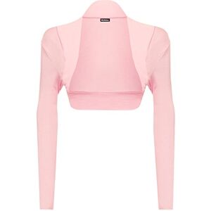 WearAll Womens Plus Size Plain Long Sleeve Cropped Ladies Shrug Bolero Cardigan Top - Pink - 16/18