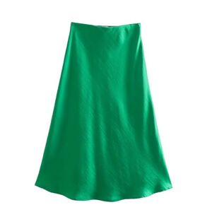 GerRit Skirt Sale Solid Satin Elastic Waist Women A-line Skirt Summer Female Slim-color 12-s