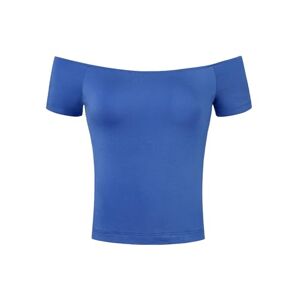 Allegra K Women's Short Sleeves Off The Shoulder Basic Solid Crop Top Royal Blue 20