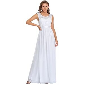 Ever-Pretty Women's Sleeveless Round Neck Elegant A Line Chiffon Lace Empire Waist Wedding Guest Dresses White 16UK