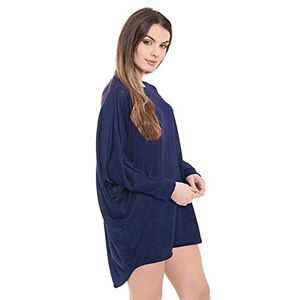 STAR FASHION Women's Plus Plain Oversized Long Sleeve Baggy Batwing Knit Dip Hem Ladies Top Loose Fit Summer Shirts UK Sizes (16-26) Navy