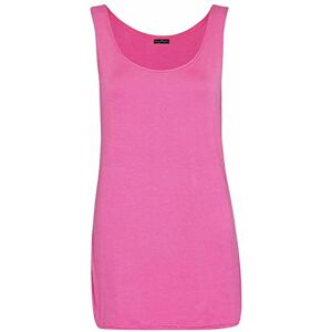 Shopygirls Womens Scoop Neck Sleeveless Ladies Long Stretch Plain Vest Strappy T-Shirt Top (16, Cerise)