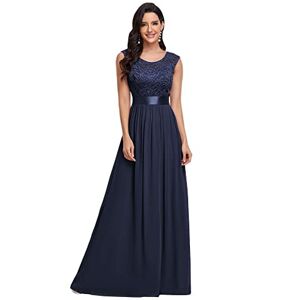 Ever-Pretty Women's Classic Sleeveless Round Neck Empire Waist A Line Evening Dresses Navy Blue 28UK