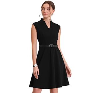 Allegra K Elegant Dress for Women's Split Neck Wear to Work Sleeveless Dresses Black M